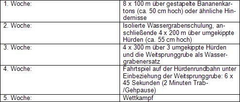 Tabelle: Tempoorientierung: 18 – 23 sec. pro 100 m